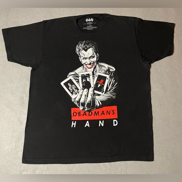 Joker Batman Men’s XL T-Shirt Black Deadman’s Hand DC Comics Graphic Tee - Picture 1 of 4